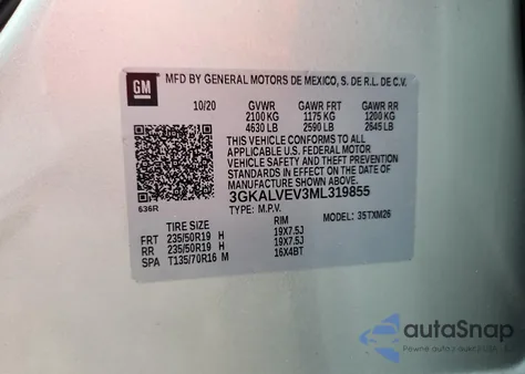 2021 GMC Terrain Slt из США, поврежденный, VIN 3GKALVEV3ML319855